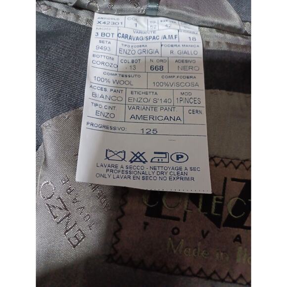 Enzo Tovare Jacket Men's 42 Grey 100%‎ Wool Suit Blazer Made In Italy - Picture 4 of 7